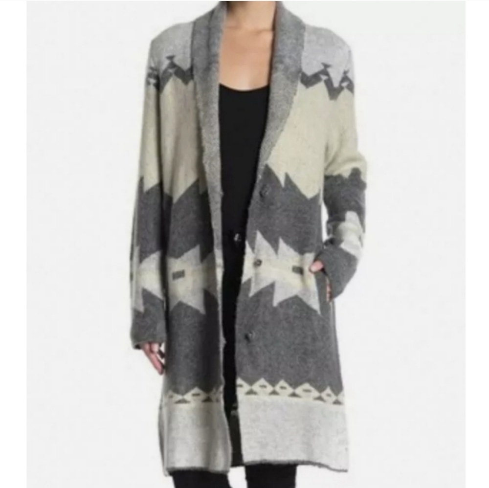 Joseph A. Shawl collar snap front long cardigan size S